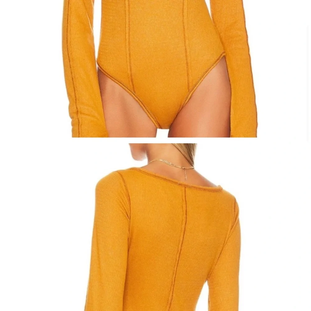 Free People Sloan Mustard Bodysuit Medium NEW - Picture 2 of 2